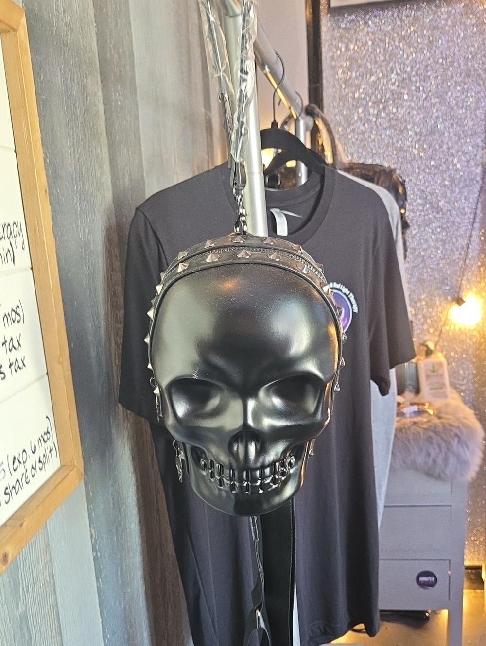 Black Studded Skull Crossbody Bag